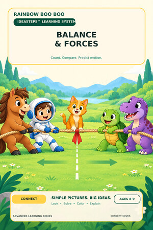 Illustrated characters on opposite sides of a rope in a green outdoor scene.