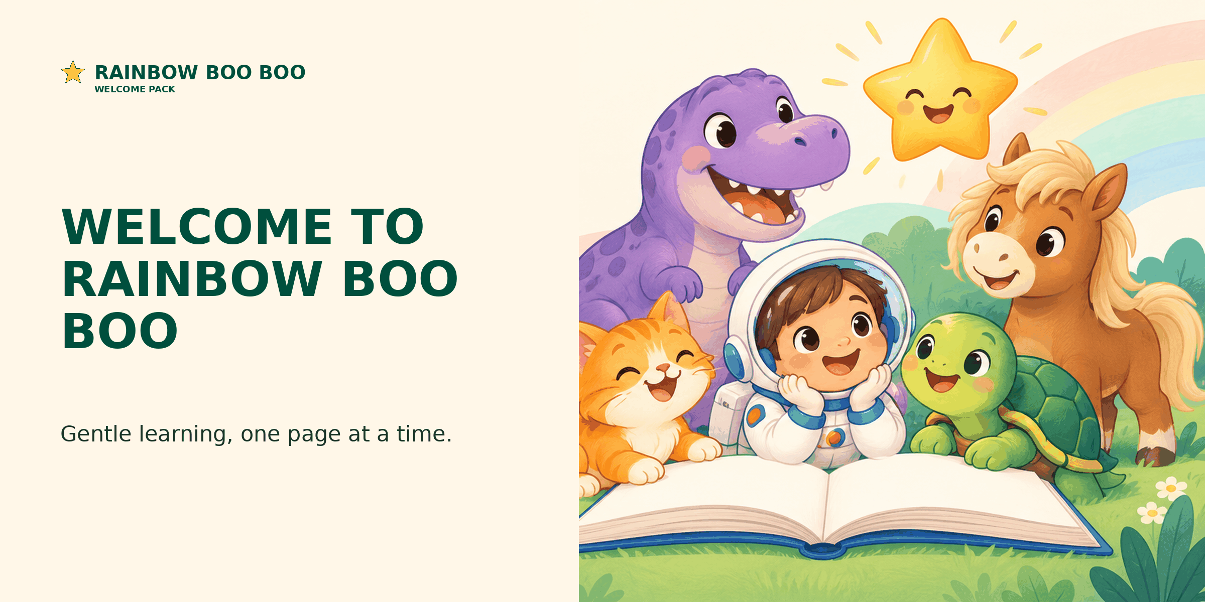 Rainbow Boo Boo welcome illustration